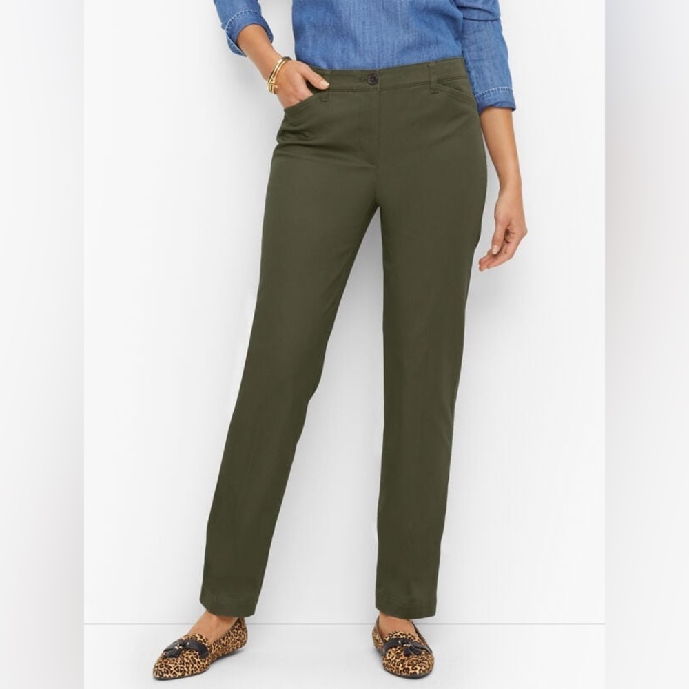 Talbots The Perfect Chino Olive Green 98% Cotton 27” Inseam Pants 18WP Petite